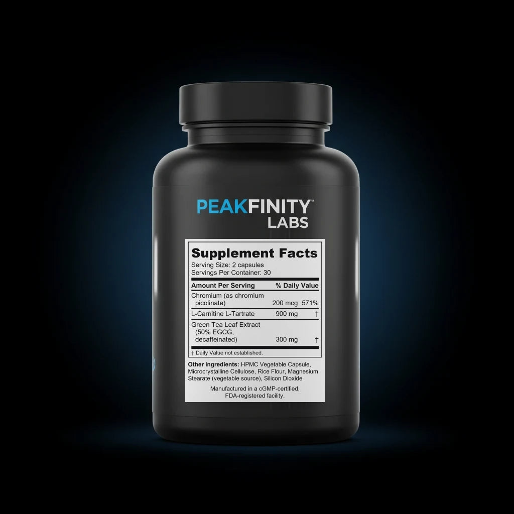 Stimulant-Free Fat Metabolism Capsules with L-Carnitine & Green Tea back label