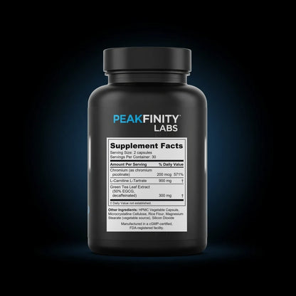 Stimulant-Free Fat Metabolism Capsules with L-Carnitine & Green Tea back label