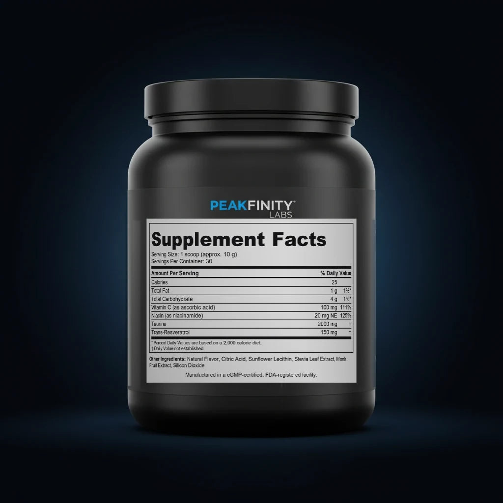 Taurine 2000mg Daily Longevity Powder back label