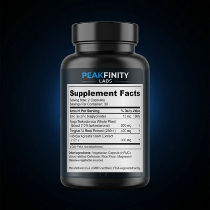 Turkesterone & Tongkat Ali Performance Capsules back label