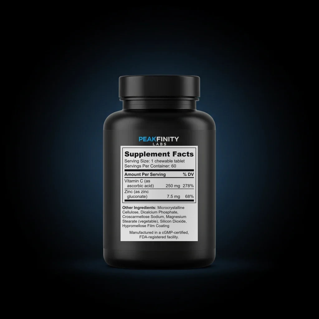 Vitamin C & Zinc Chewable Tablets back label