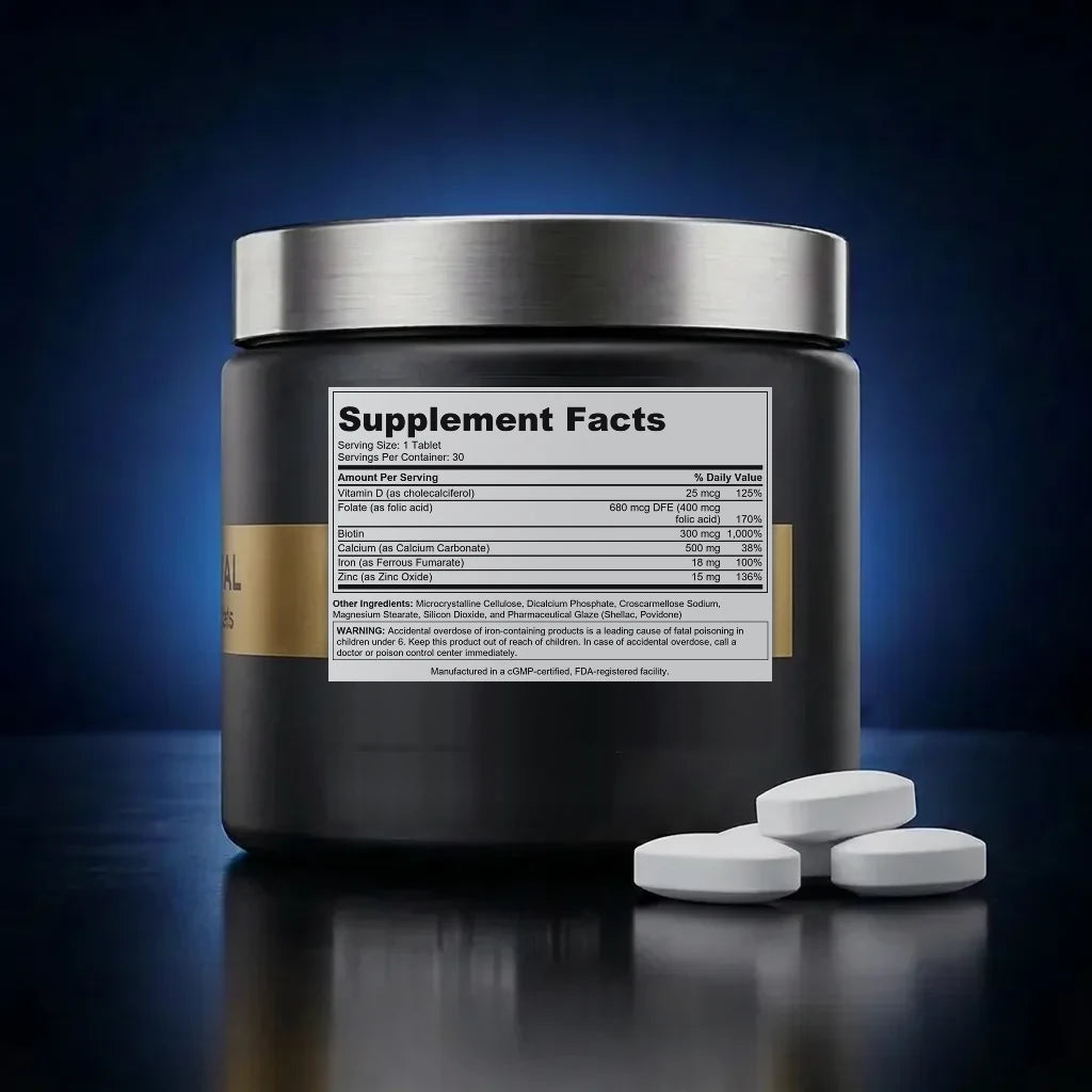 Women’s Essential Multivitamin & Bone Support Tablets back label