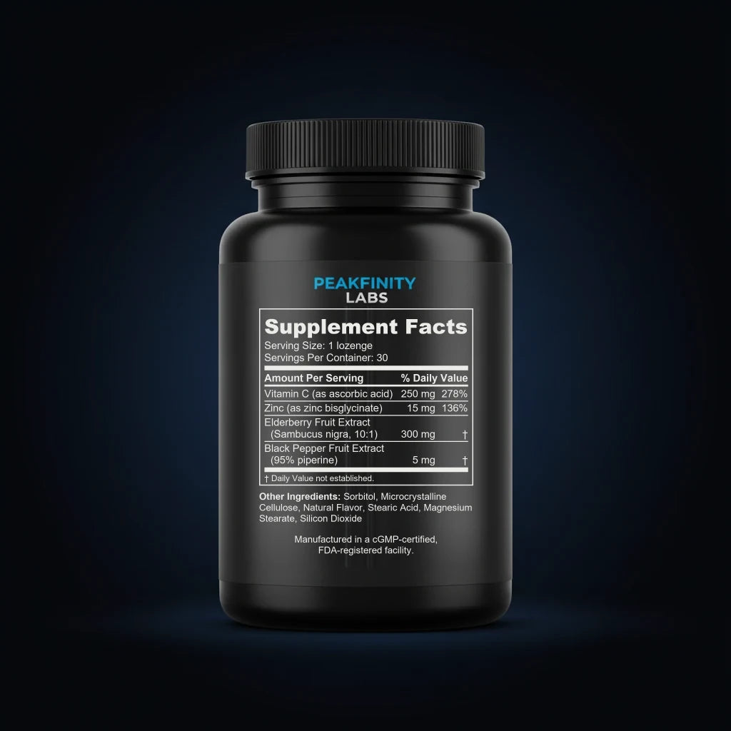 Zinc & Elderberry Immune Lozenges back label
